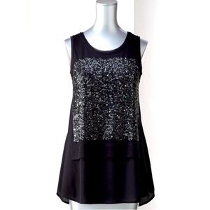 Simply Vera Vera Wang Women’s L Petite Sequin Mixed Media Sleeveless Top